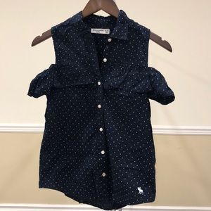 Abercrombie Girls Polka Dot Cold Shoulder Blouse